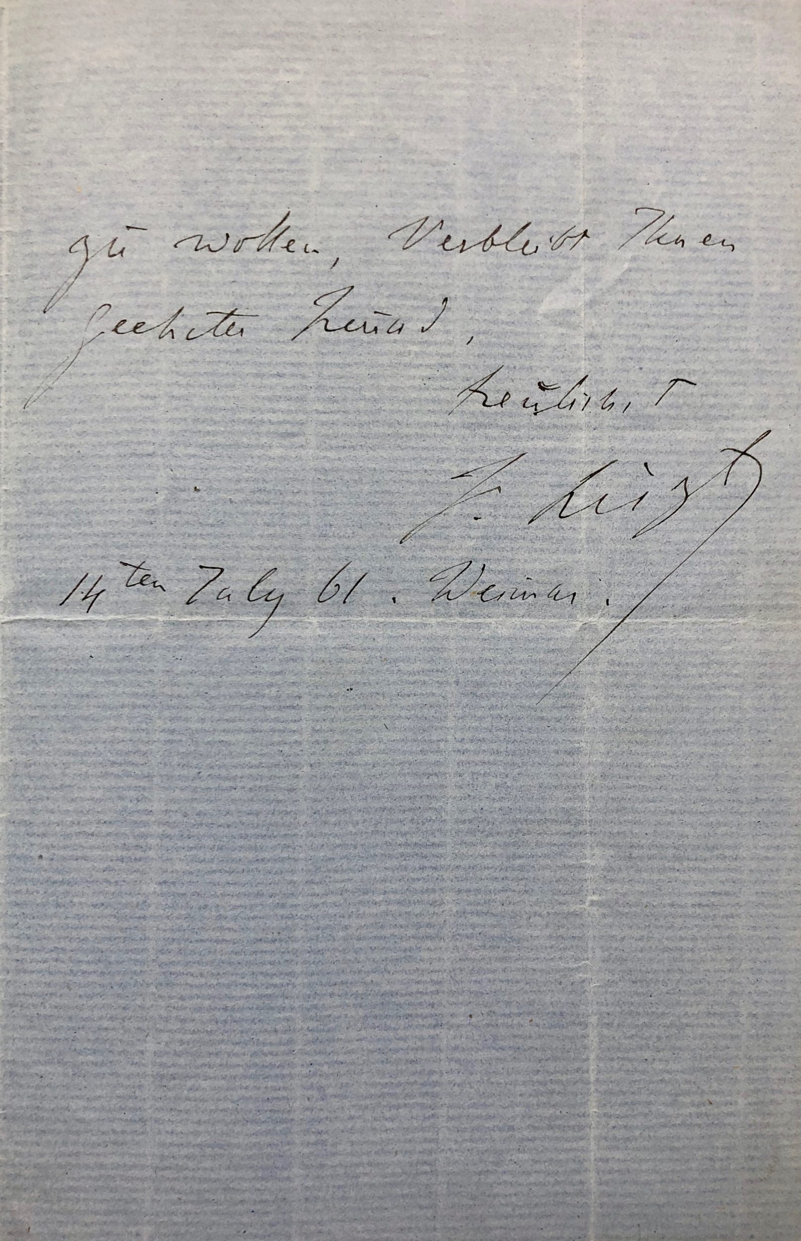 Mémoire d'encres - Lettre autographe signée de Franz Liszt