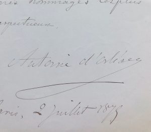 Mémoire d'encres - Lettre autographe signée d'Antoine d'Orléans