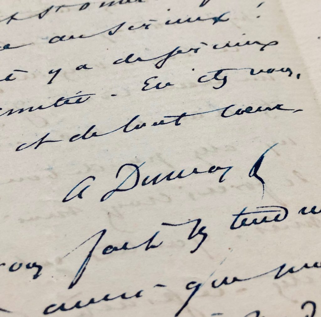 Mémoire d'encres - Lettre autographe signée d'Alexandre Dumas fils