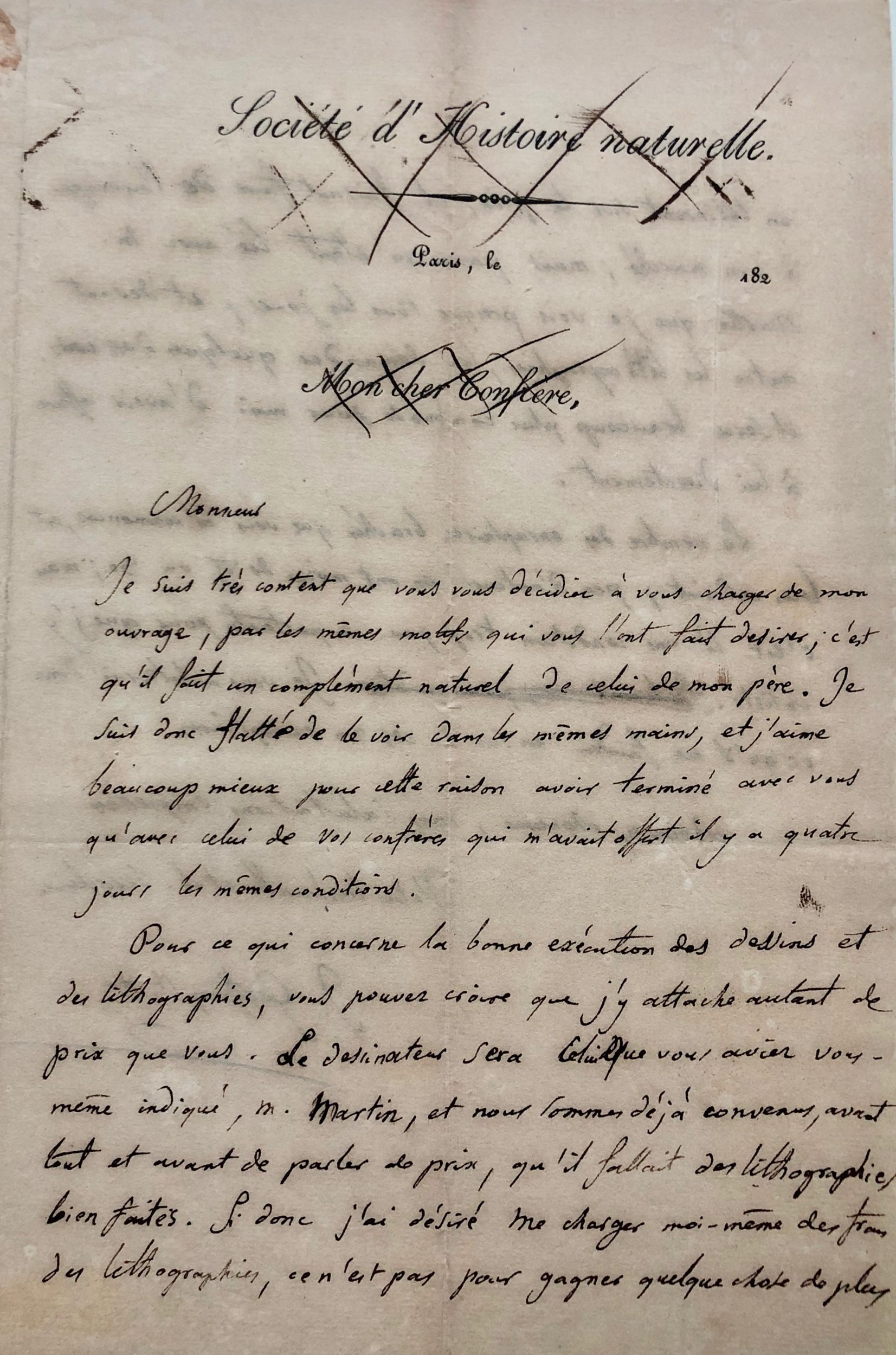 Mémoire d'encres -Lettre autographe signée d'Isodore Geoffroy Saint-Hilaire