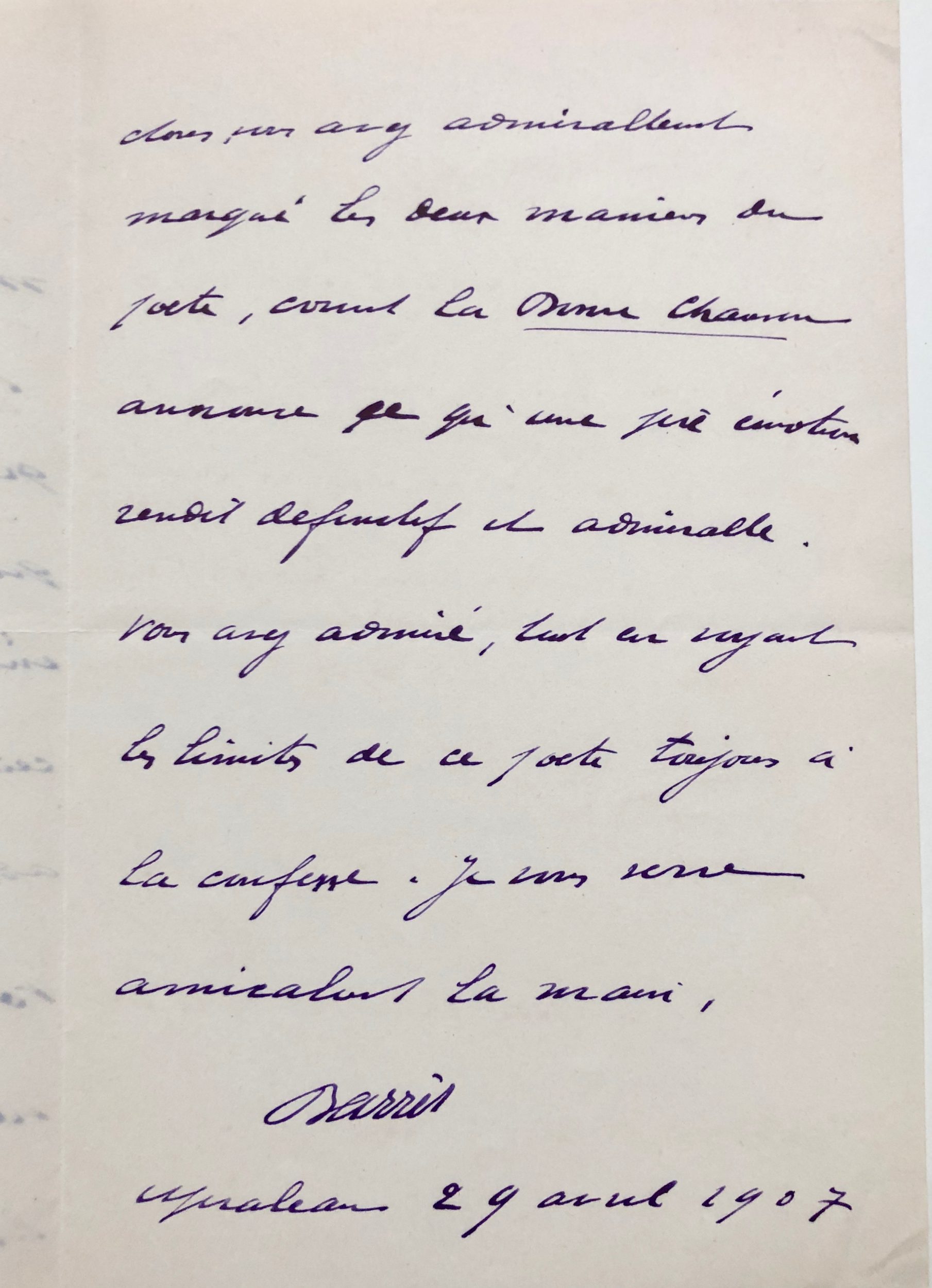 Mémoire d'encres - Lettre autographe signée de Maurice Barrès