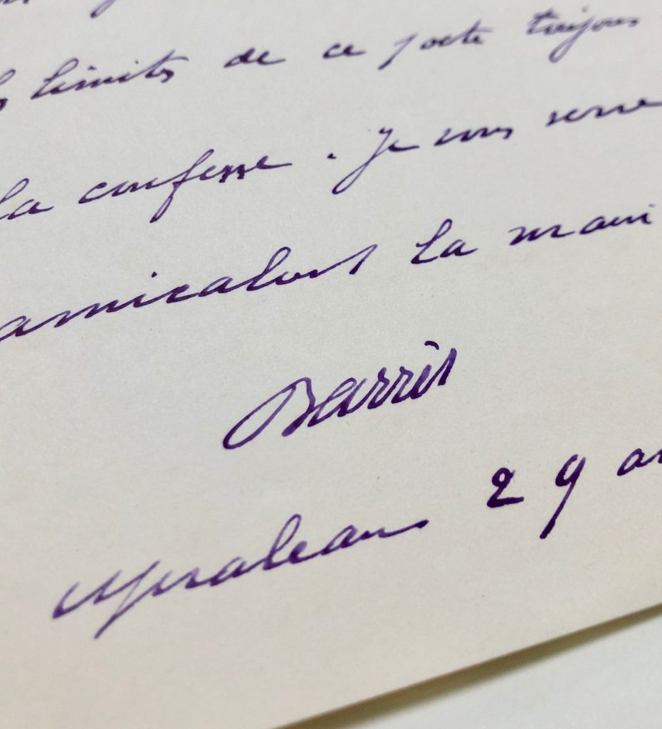 Mémoire d'encres - Lettre autographe signée de Maurice Barrès