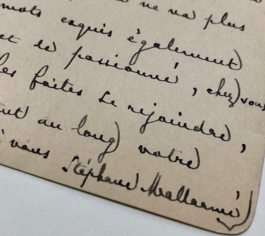 Mémoire d'encres - Carte autographe signée de Stéphane Mallarmé