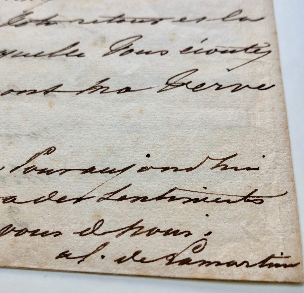 Mémoire d'encres - Lettre autographe signée de Lamartine