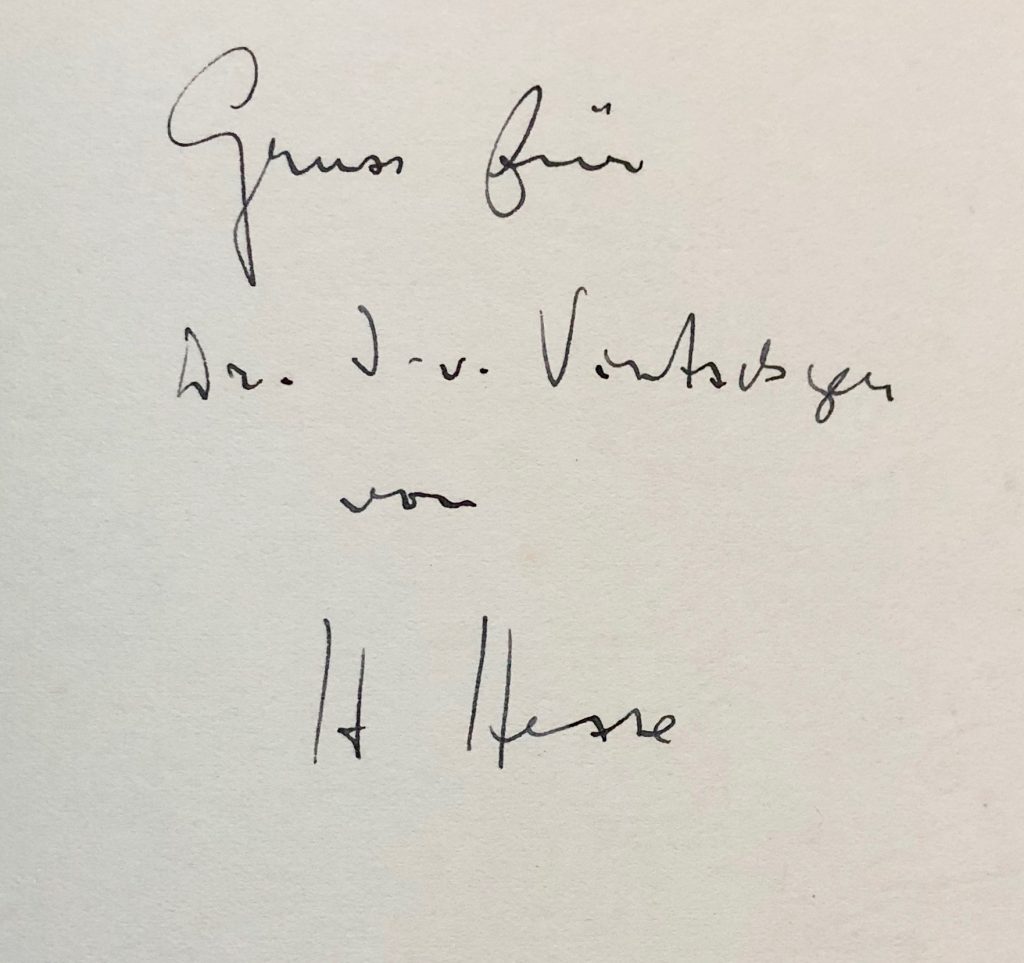 Mémoire d'encres - Envoi autographe signé d'Hermann Hesse