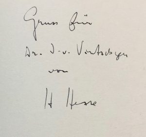 Mémoire d'encres - Envoi autographe signé d'Hermann Hesse
