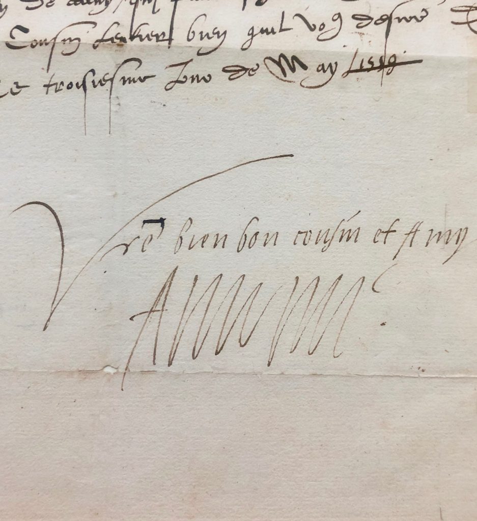 Mémoire d'encres - Lettre signée d'Antoine de Bourbon avec une ligne autographe