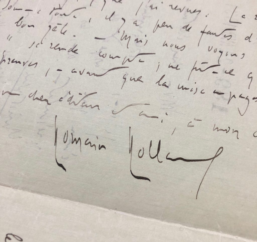 Mémoire d'encres - Lettre autographe signée de Romain Rolland