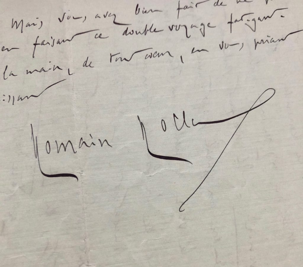 Mémoire d'encres - Lettre autographe signée de Romain Rolland à André Bacqué
