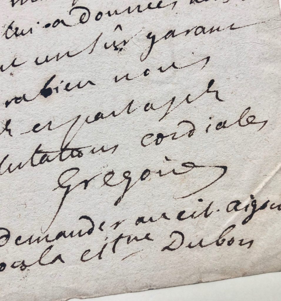Mémoire d'encres - Lettre autographe signée de l'abbé GRÉGOIRE