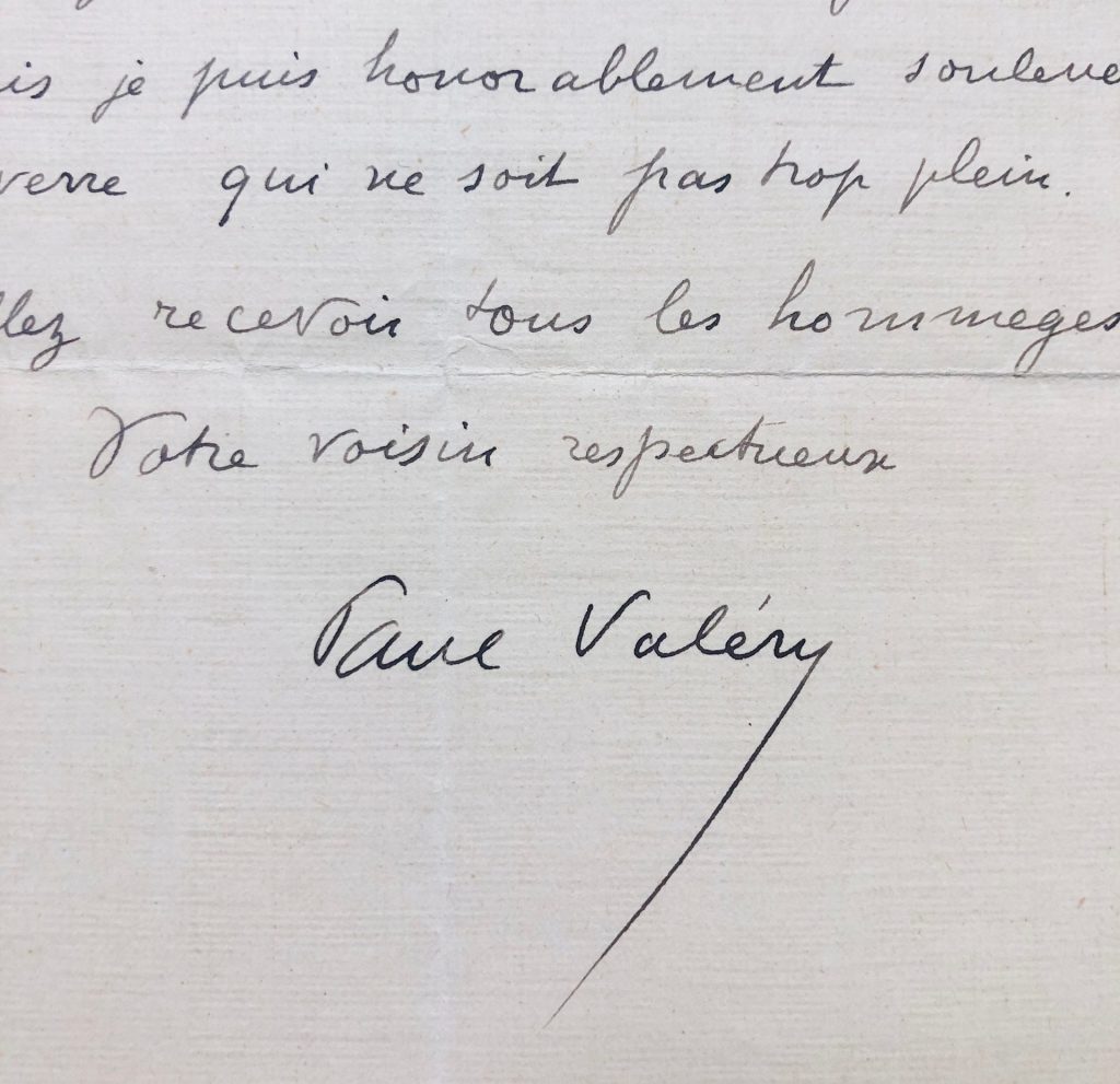 Mémoire d'encres - Lettre autographe signée de Paul Valéry