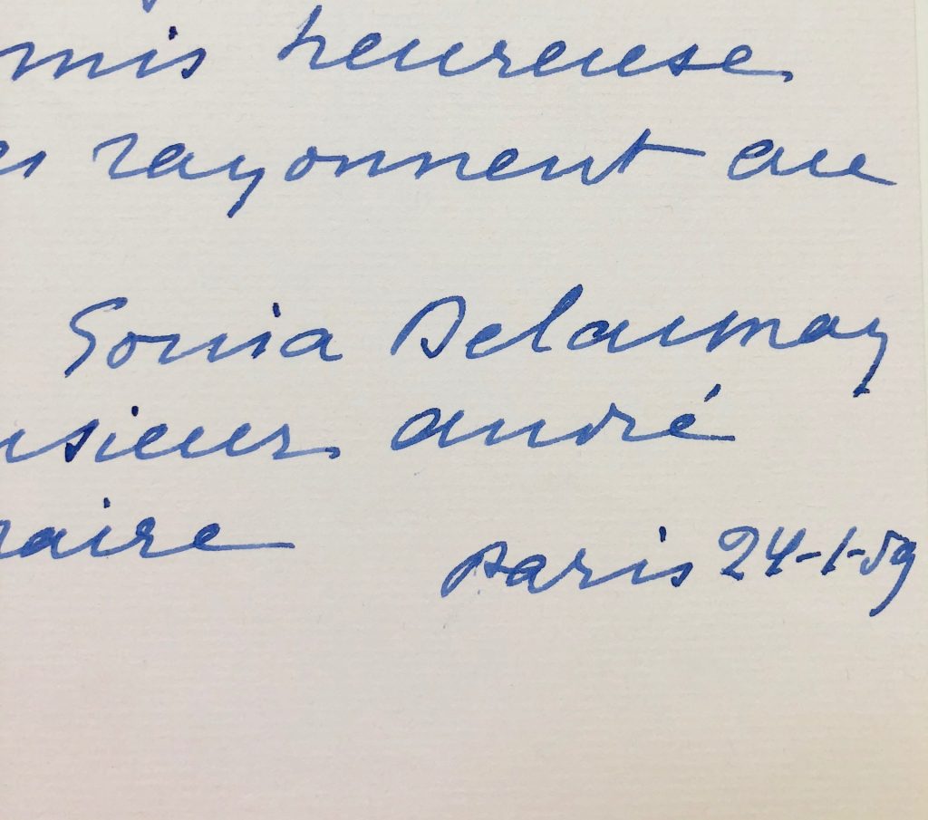 Mémoire d'encres - Lettre autographe signée de Sonia Delaunay