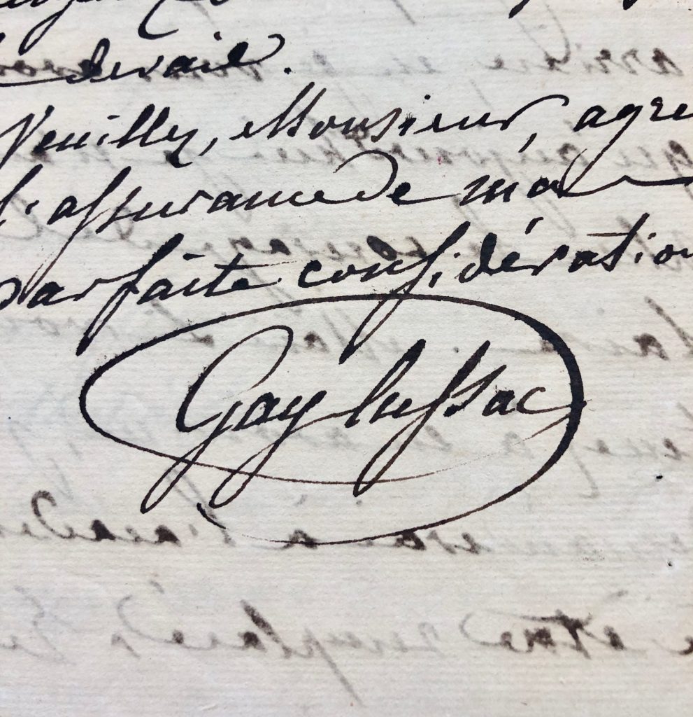 Mémoire d'encres - Lettre autographe signée de Gay-Lussac