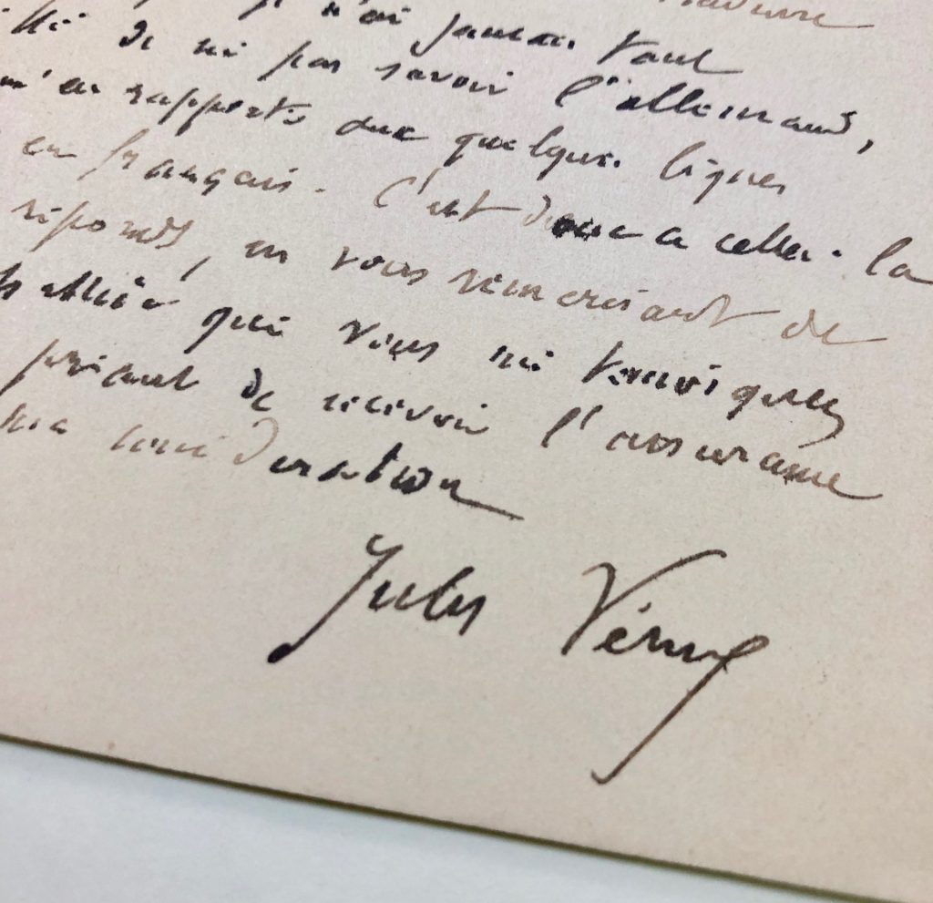Mémoire d'encres - Carte autographe signée de Jules Verne