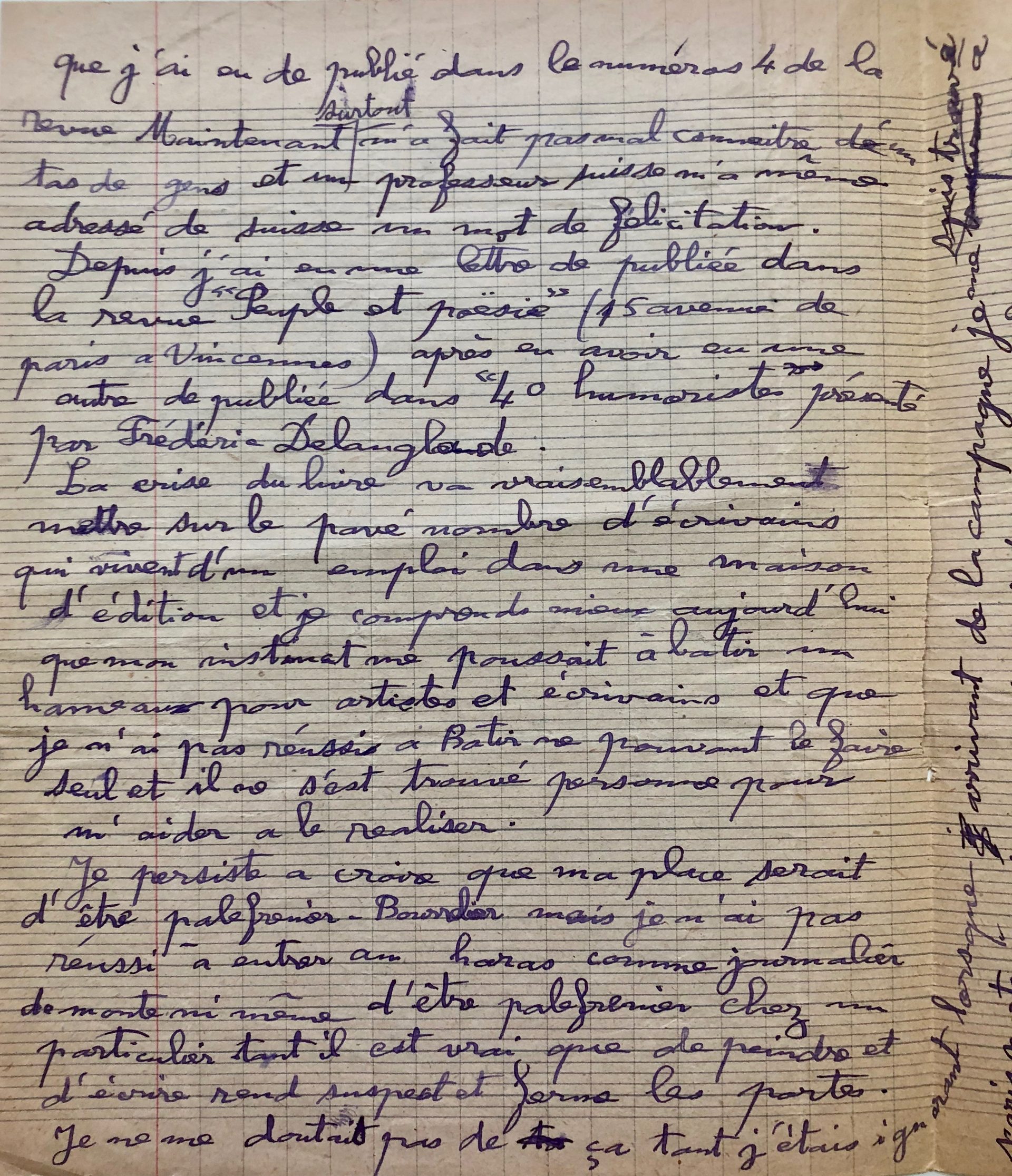 Mémoire d'encres - Lettre autographe signée de Gaston Chaissac