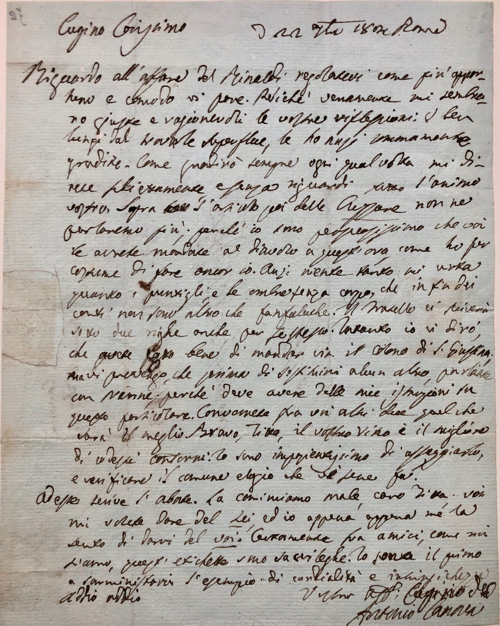 Mémoire d'encres - Lettre autographe signée d'Antonio Canova