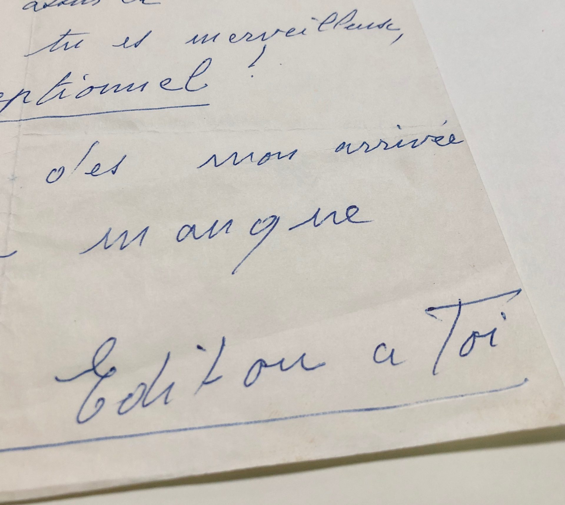 Mémoire d'encres - Lettre autographe signée d'Edith Piaf