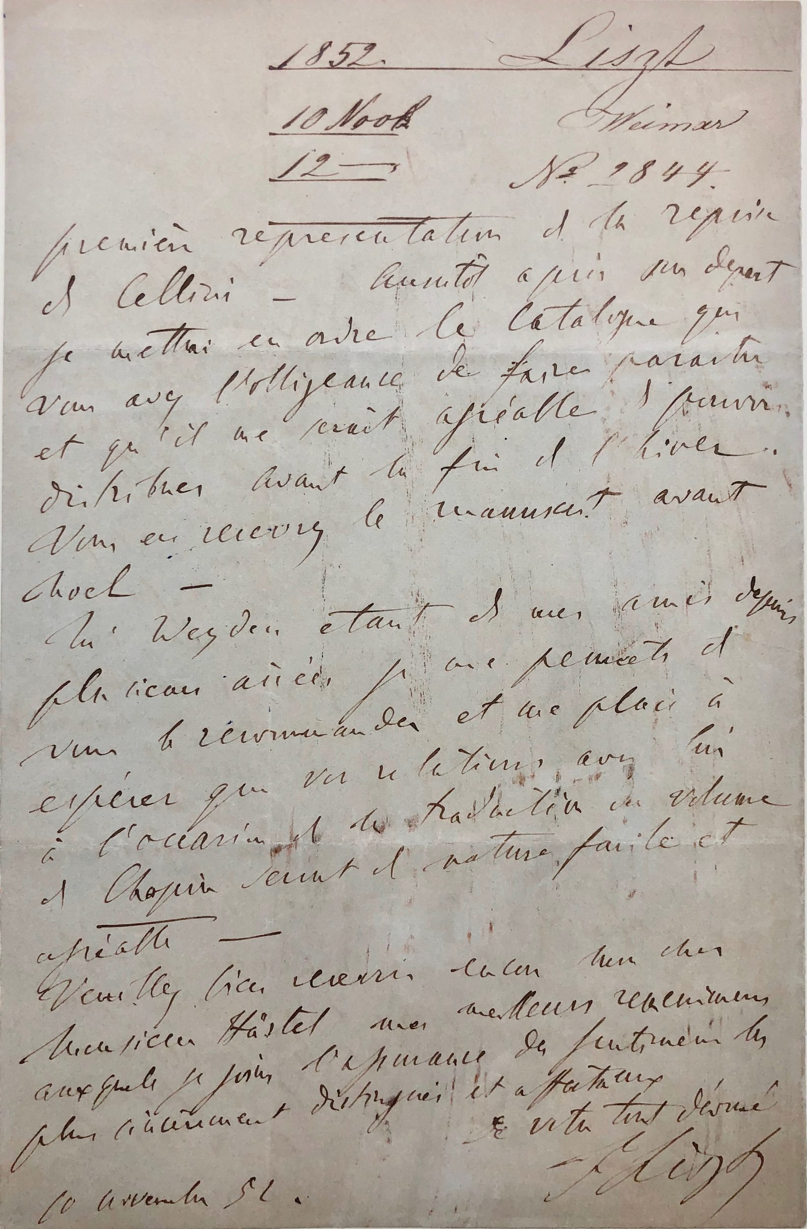 Mémoire d'encres - Très belle lettre autographe signée de Franz Liszt