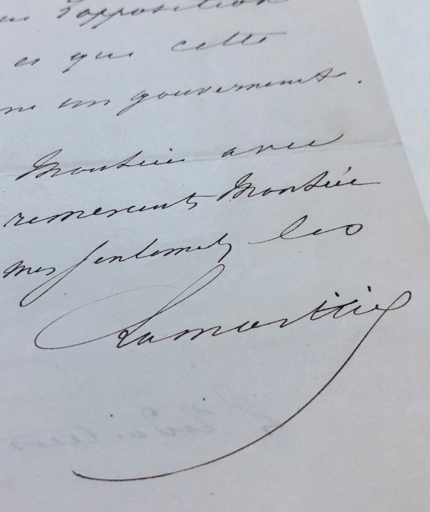 Mémoire d'encres - Lettre autographe signée d'Alphonse de Lamartine