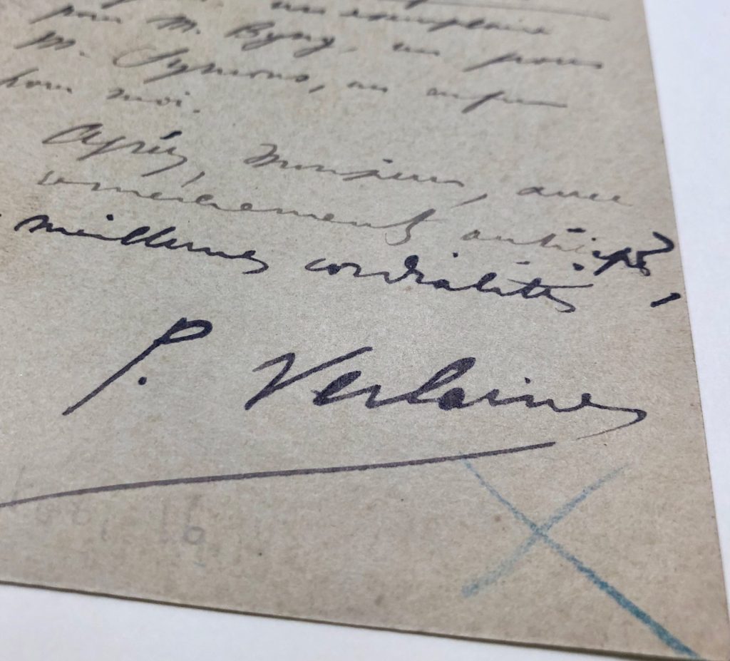 Mémoire d'encres - Carte postale autographe signée de Paul Verlaine