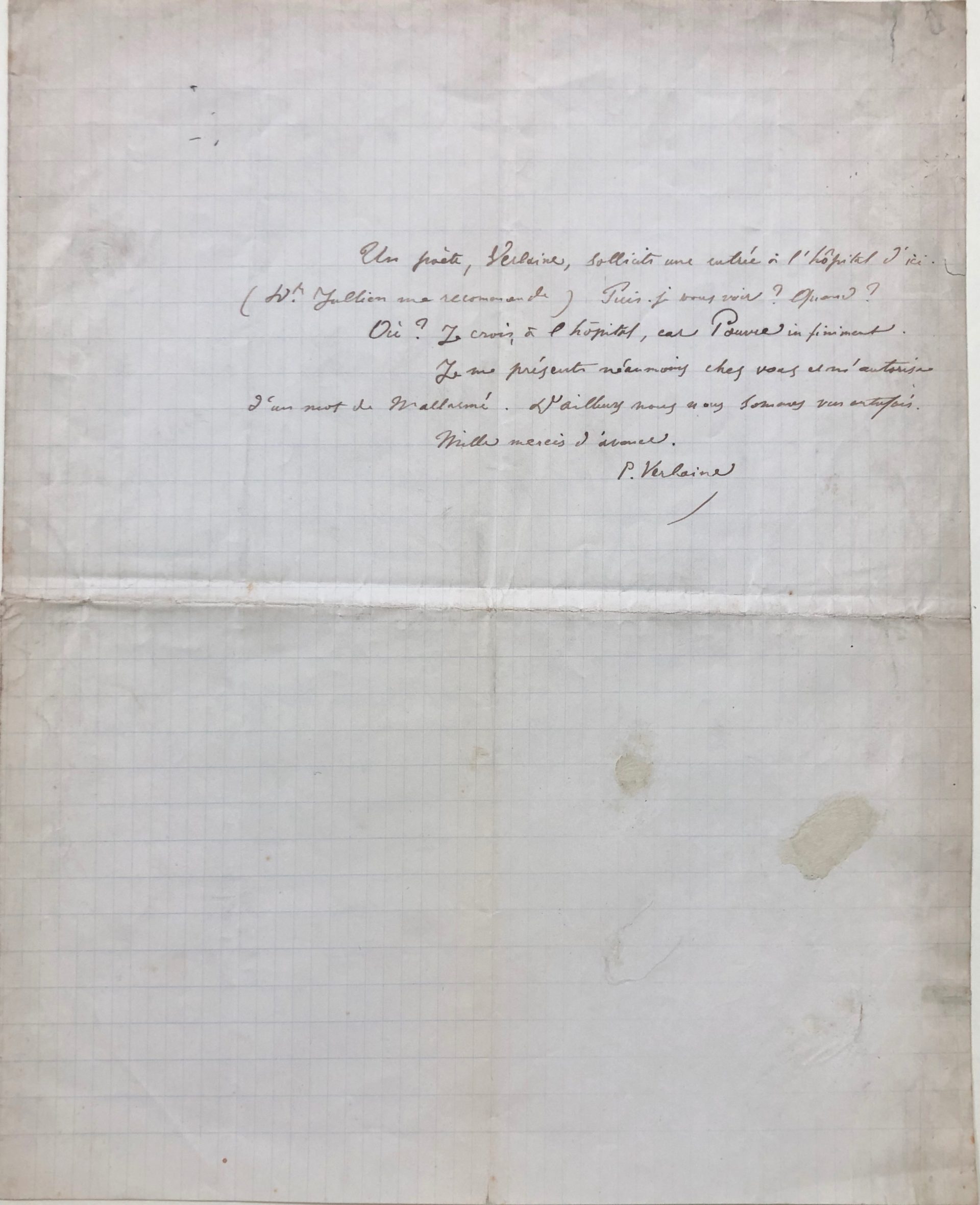 Mémoire d'encres - Lettre autographe signée de Paul Verlaine