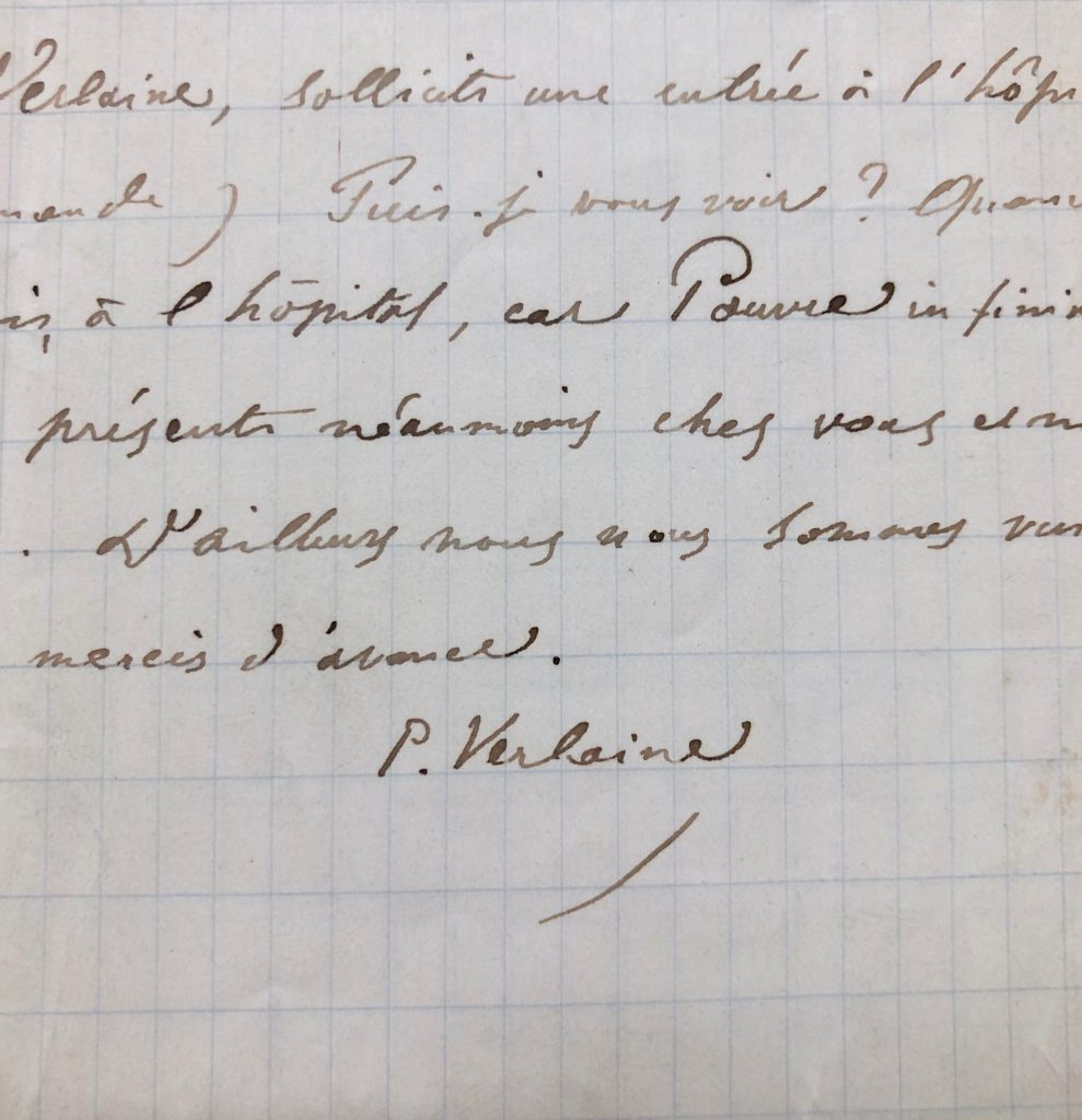 Mémoire d'encres - Lettre autographe signée de Paul Verlaine