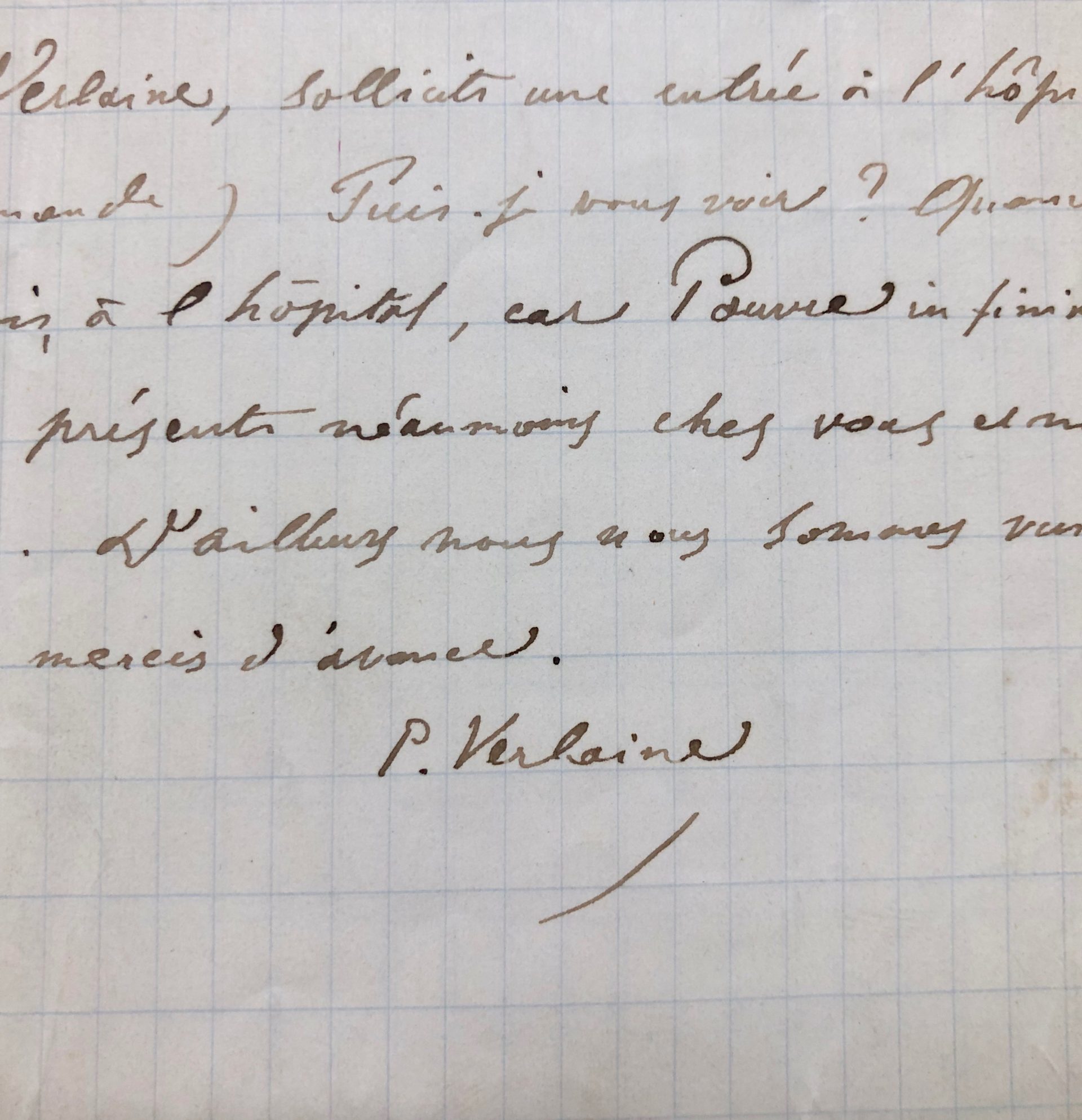 Mémoire d'encres - Lettre autographe signée de Paul Verlaine